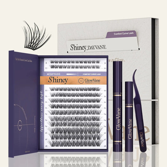 Elevate Your Look with the Glowvane Truecurve DIY Eyelash Clusters Kit - Soft, Fluffy, and Waterproof Lash Set for Effortless Natural Volume